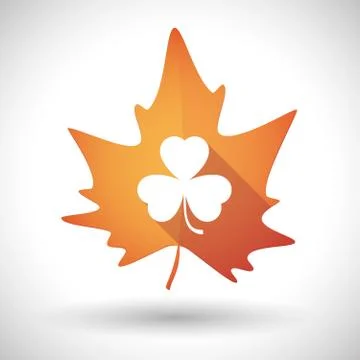 Autumn leaf icon with a clover Stock Illustration