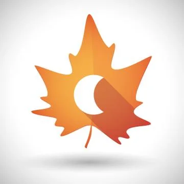 Autumn leaf icon with a moon Stock Illustration