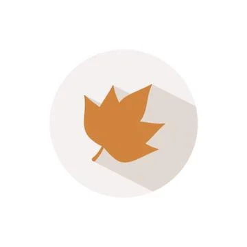 Autumn leaf. Icon with shadow on a beige circle. Fall vector illustration Stock Illustration
