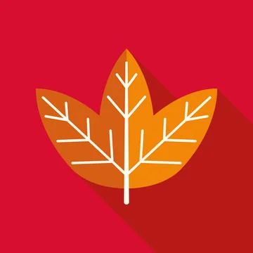 Autumn leaf illustration with long shadow design 스톡 일러스트
