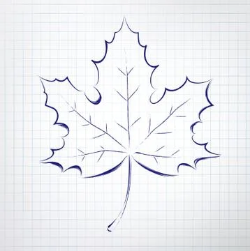 Autumn leaf. Notepad sketch Stock Illustration