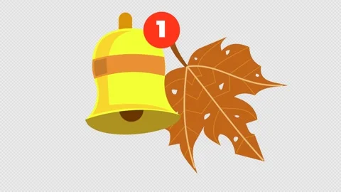 Autumn leaf notification icon animation. Yellow bell with a red notification Stock Footage 293938551
