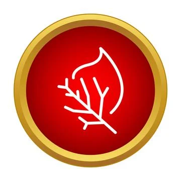 Autumn leaf outline burning in red circle Stock Illustration