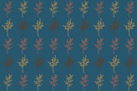 Autumn leaf pattern on blue. Leaf cute background Stock Illustration