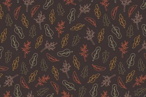 Autumn leaf pattern on brown. Leaf cute background Stock Illustration