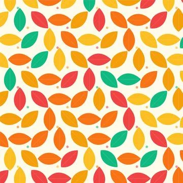 Autumn leaf pattern illustration featuring colorful foliage and polka dots .. Stock Illustration