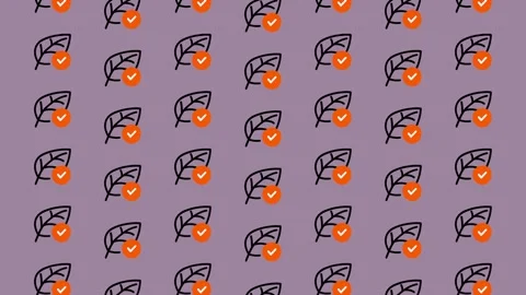 Autumn Leaf Pattern with Orange Heart Icon. Video stock 325383147