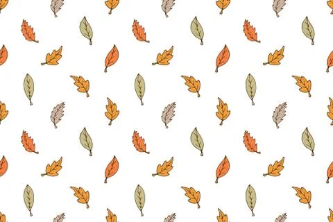 Autumn leaf pattern on white. Leaf cute background Stock Illustration