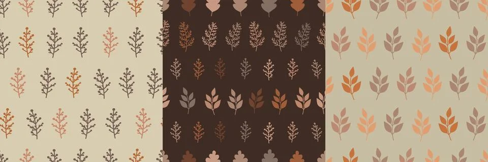 Autumn leaf patterns in set Illustrazione stock