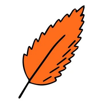 Autumn leaf red. Doodle style. Hello, Autumn. Design or sticker. Isolated Stock Illustration