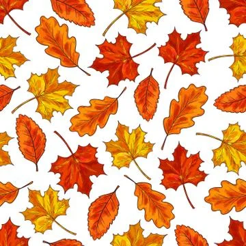Autumn leaf seamless pattern background 스톡 일러스트