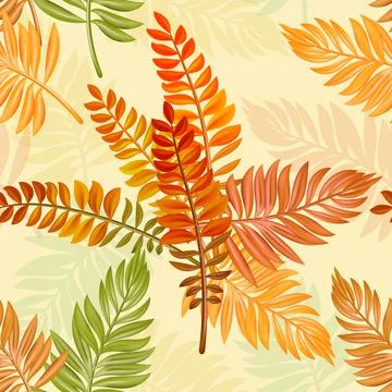 Autumn leaf seamless pattern. Fall leaves texture. Seasonal web banner templa 스톡 일러스트