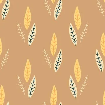 Autumn leaf seamless repeat brown background Stock Illustration