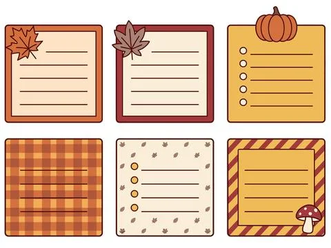 Autumn Leaf Sticky Note Bundle Stock Illustration