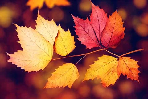 Autumn leaf on a tree mid-autumn brown background. Beautiful forest decoration. Stock Illustration