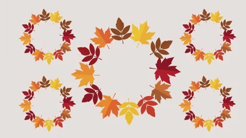 Autumn Leaf Wreath Collection on Light Background 스톡 동영상 331049667
