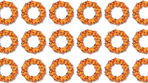 Autumn Leaf Wreath Pattern Background for Fall Equinox and Thanksgiving Stock Footage 343878715
