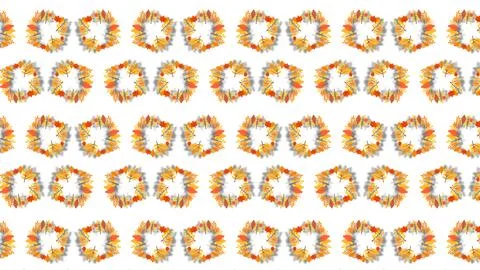 Autumn leaf wreath seamless pattern on white background for fall equinox de.. 스톡 일러스트