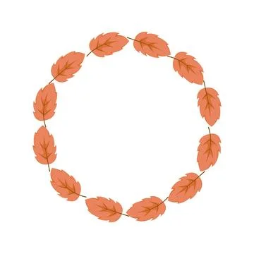 Autumn Leaf Wreath Vector Minimal Fall Foliage Frame for Seasonal Design Illustrazione stock
