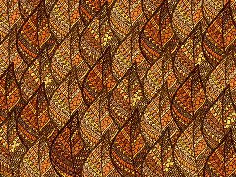 Autumn leaf zentangle background brown. Fall thyme vector. Stock-Illustration