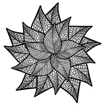 AUTUMN LEAF ZENTANGLE FALL BLACK WHITE Stock-Illustration