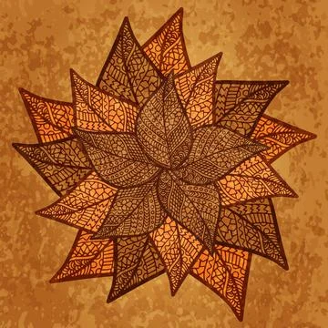 AUTUMN LEAF ZENTANGLE FALL BROWN Stock-Illustration