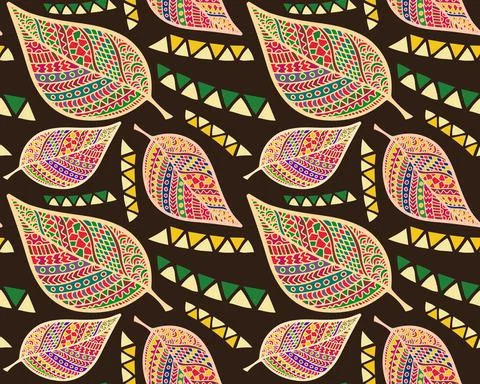 AUTUMN LEAF ZENTANGLE FALL PATTERN 2 Stock Illustration