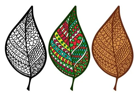 AUTUMN LEAF ZENTANGLE FALL SET Stock-Illustration
