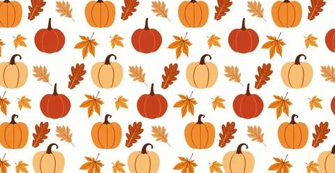 Autumn leafs and pumpkin pattern Stock Illustration