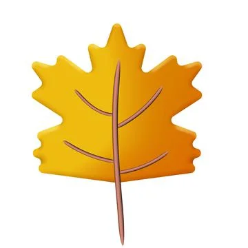 Autumn leave 3D. Fall leaf, minimal 3d render, plasticine, vector Stock Illustration