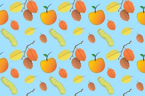 Autumn Leaves and Worms Pattern 스톡 일러스트