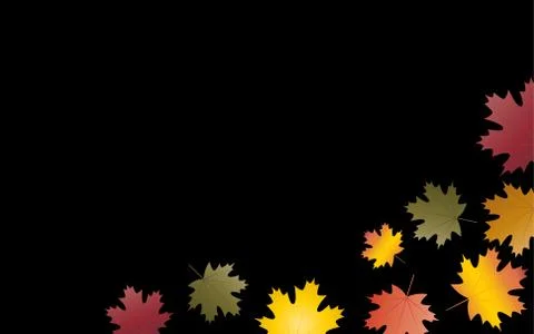 Autumn leaves background black Stock Illustration