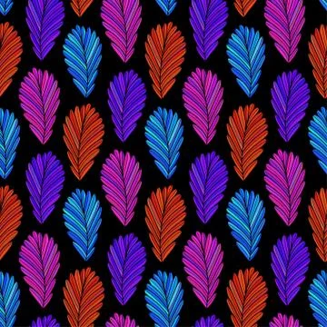 Autumn leaves background. Vector pattern design in neon colors. Leaves seamle Stock Illustration