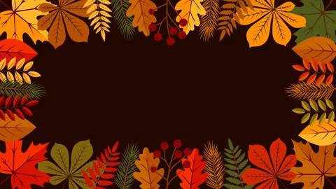 Autumn Leaves Border Frame with Dark Background and Seasonal Copy Space Stock-Footage 339037714