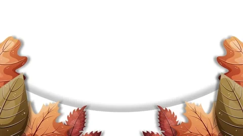 Autumn Leaves Border Frame on White Background for Fall Equinox Celebration. Stock Footage 343850199