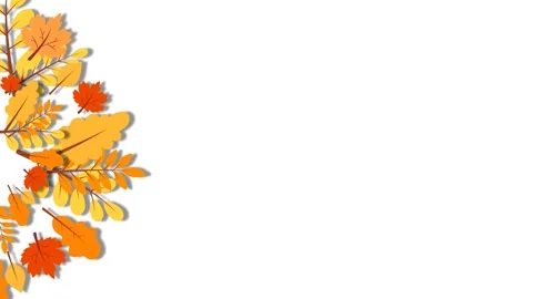 Autumn Leaves Border on White Background with Copy Space for Fall Equinox. Stock Footage 343837739