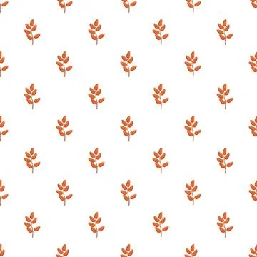 Autumn leaves branch pattern on white background Stock Illustration