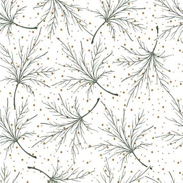 Autumn leaves with branches seamless pattern white Stock Illustration