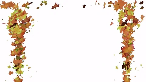 Autumn leaves cascade down, forming a frame - looping 3d animation. Stock Footage 81913598