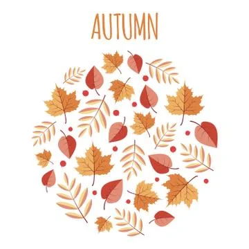 Autumn leaves circle background Illustrazione stock