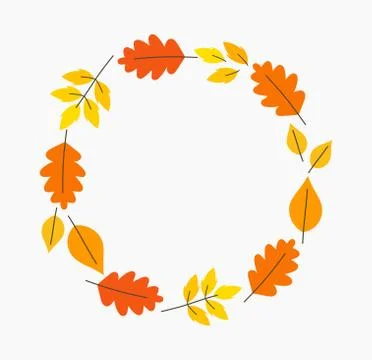 Autumn leaves circle border. Vector illustration. 스톡 일러스트