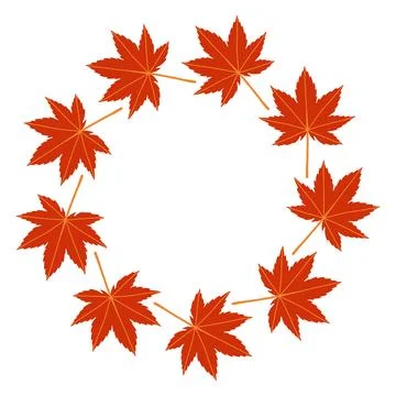 Autumn leaves circle frame. Round border made of fall leaves. The leaves are Stock Illustration