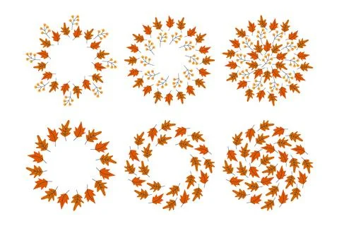 Autumn Leaves Circle Frames and Backdrops in trendy Monochrome Autumn Pallet Stock Illustration