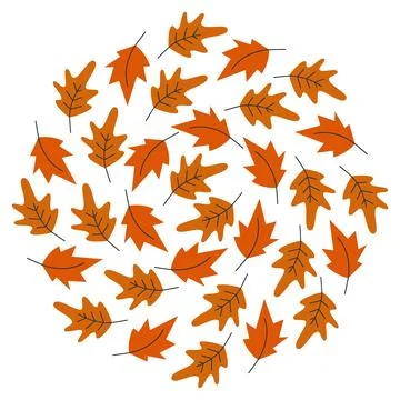 Autumn Leaves Circular Dynamics Background Texture Maple Oak leaves Trendy Stock Illustration