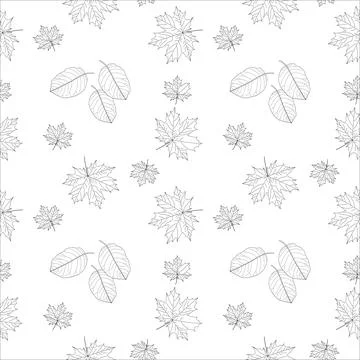 Autumn Leaves Coloring Page Pattern Stock Illustration