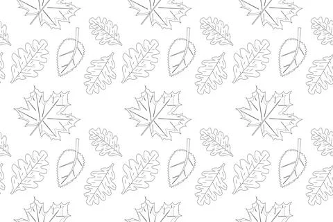 Autumn Leaves Coloring Page Pattern Stock Illustration
