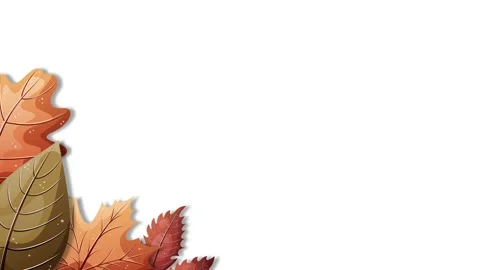 Autumn Leaves Corner Border on White Background for Fall Equinox. Stock Footage 343846857