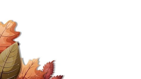 Autumn Leaves Corner Border on White Background for Fall Equinox. Stock Footage 343847577
