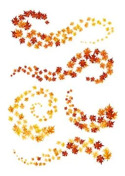 Autumn leaves design element. Fall colorful maple leaves border on white Illustrazione stock