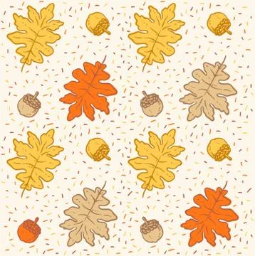 Autumn leaves doodle pattern Stock Illustration